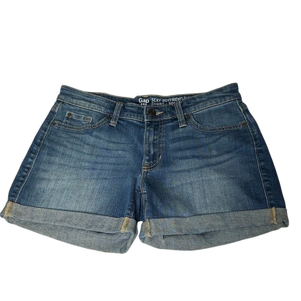Gap Sexy Boyfriend Denim Shorts Rolled Cuff Mid-Rise Womens W25 US Size 0